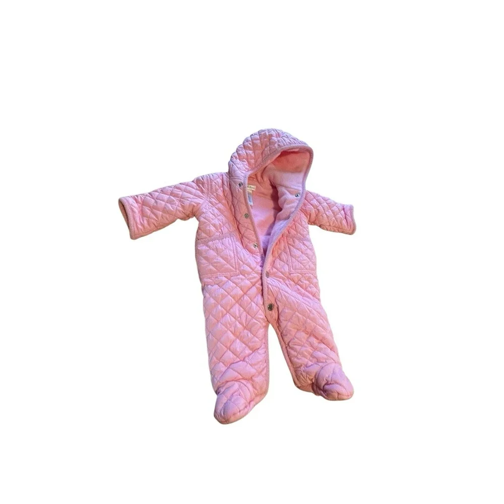 Polo‎ Ralph Lauren Baby Girl Quilted Snow Suit Bunting Size 3 Months Pink